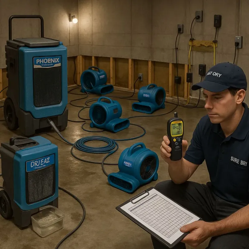 Structural Drying and Dehumidification process in Whitehouse, TX